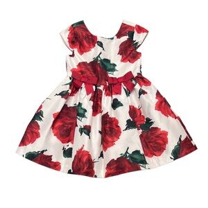 Gymboree Red Rose Floral Kids Formal Dress with Bow Accents | Girls 2T